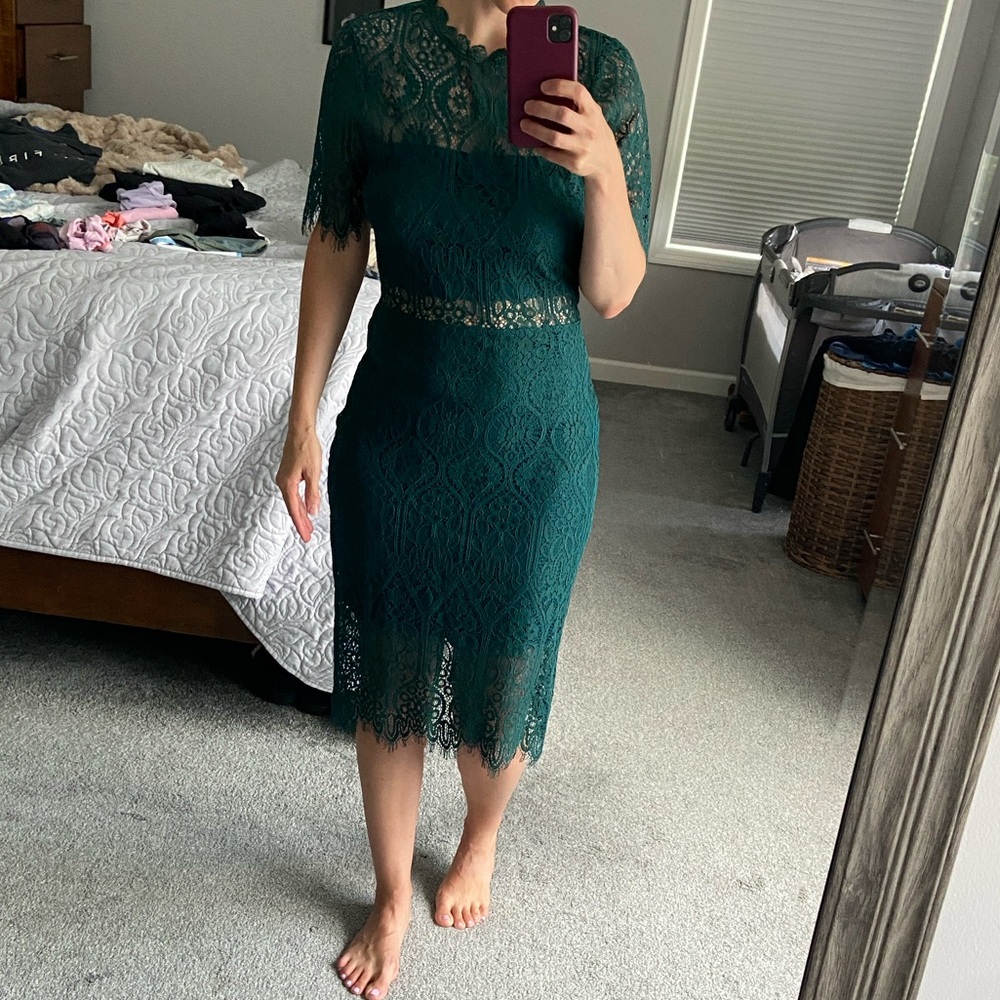 Lulus Remarkable Emerald Green Midi Dress S
